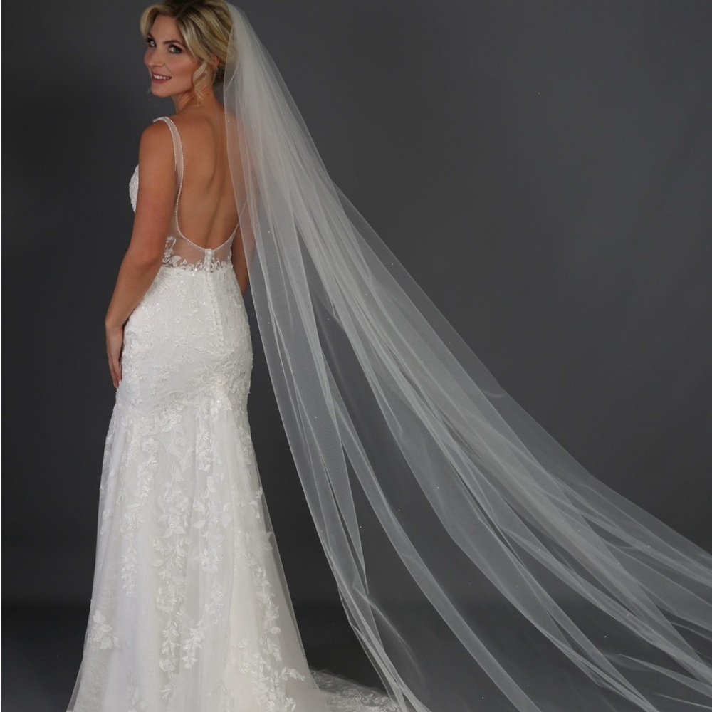 12ft IVORY, TWO TIER RICHARD DESIGNS FINE EDGE LIGHT SCATTER VEIL